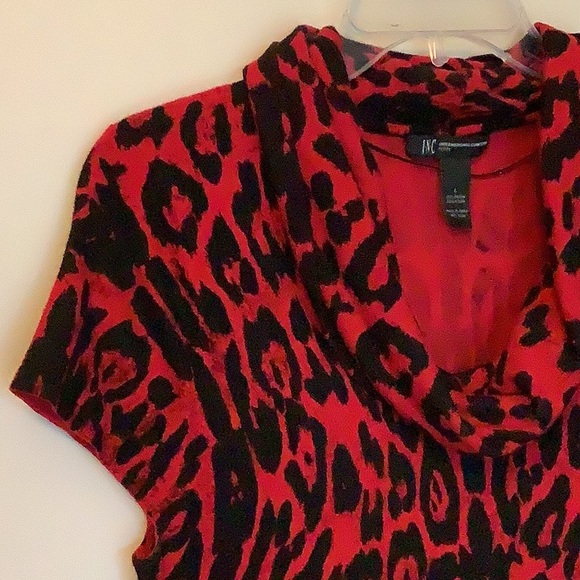 INC Red/Black Animal Print Cap Sleeve Sweater (NWOT) - Picture 3 of 7